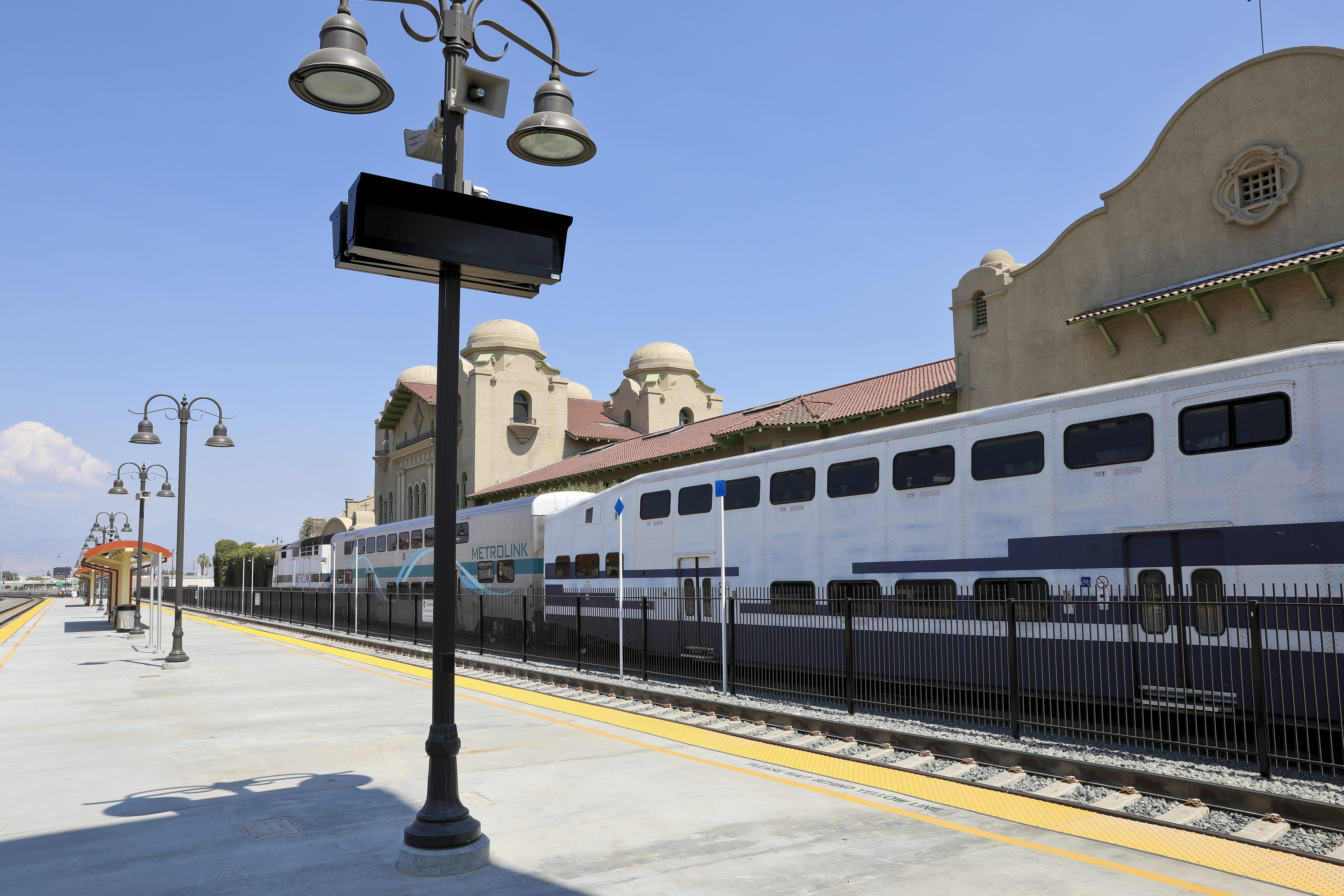 Train Departing Santa Fe Station in San Bernardino County